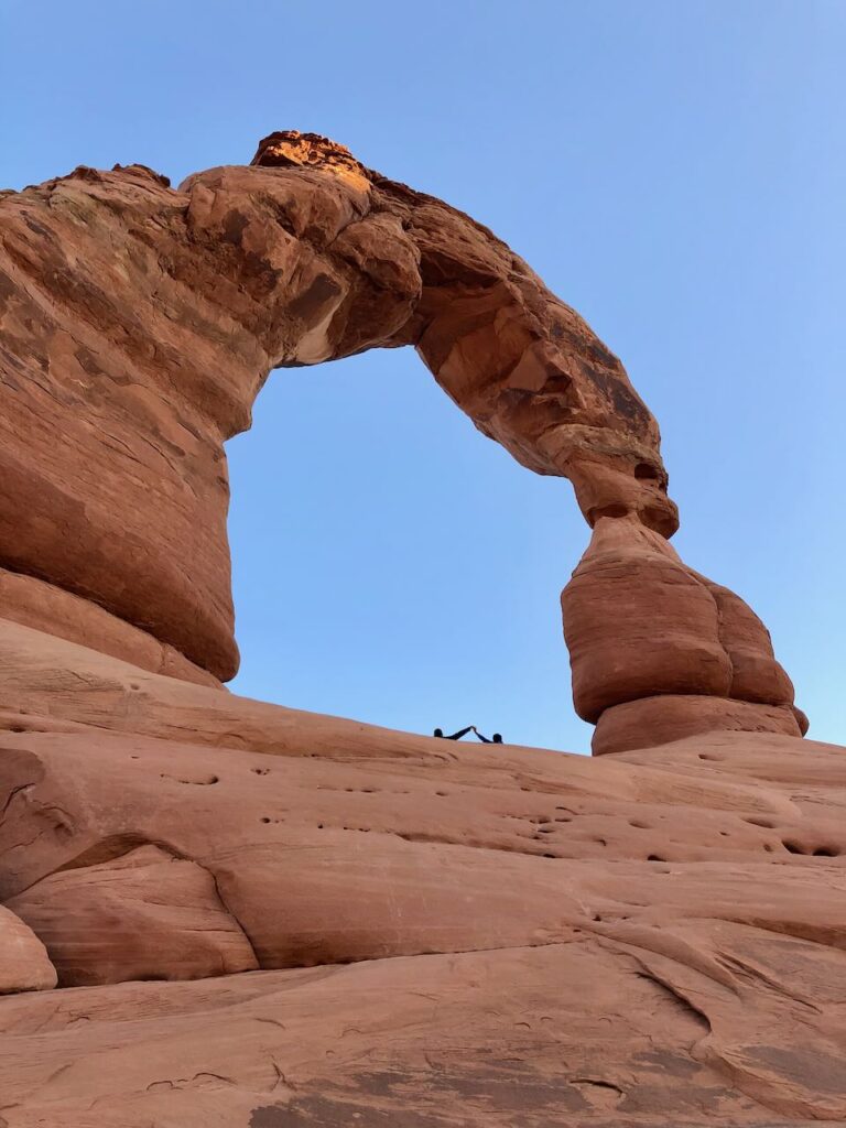 A view looking up at delicate arch from the unofficial trail. 