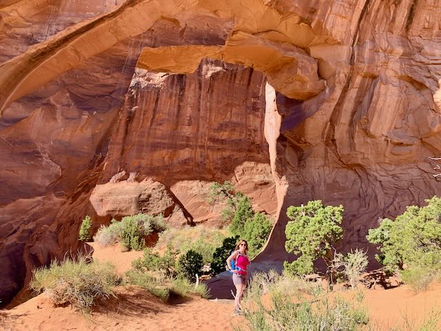 A picture looking from the back side of Pine Tree Arch after reaching your destination of Pine Tree Arch in Arches National Park 