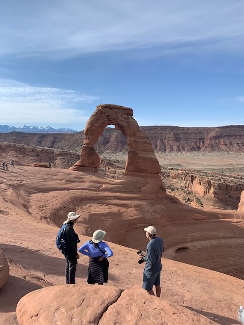 This is a picture of Delicate Arch as you pop out of the trailhead