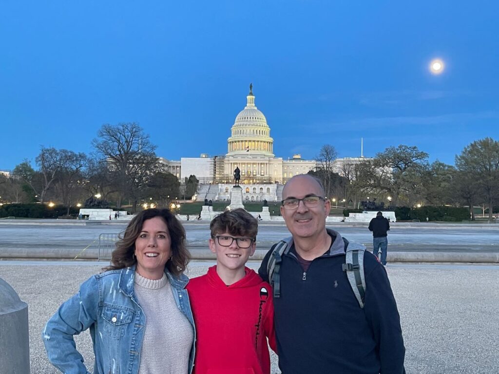 Lori, Steve and Logan in front of the US capitol