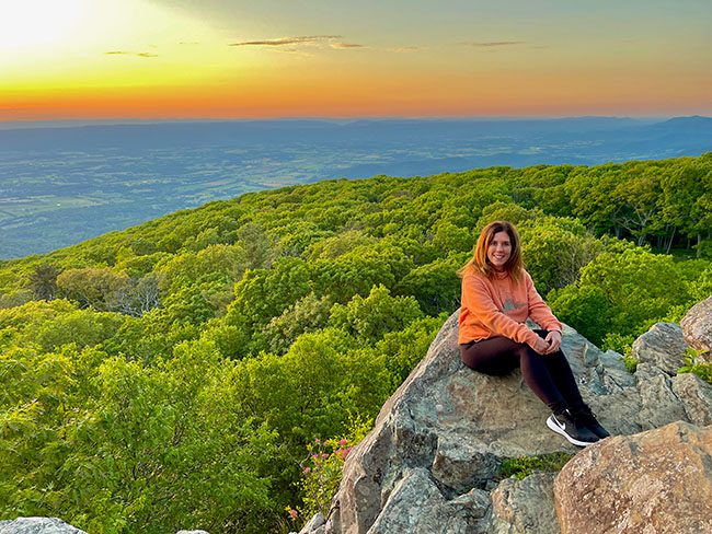 Lori at sunset on black rock overlook