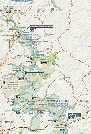 A map of the New River Gorge Area